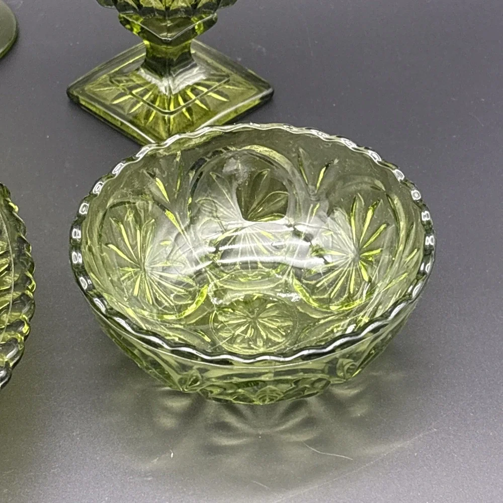 Instant 6-Pc Vintage Mid Century Green Glassware Collection Lot